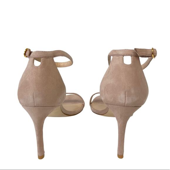 New Stuart Weitzman Nunaked Neutral Suede Classic Heel Sandals Size 10 - Picture 7 of 15